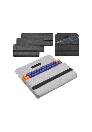 Koyu Gri Çevre Birim Çantası Bilgisayar Koruyucu Kapak Klavye Taşıma Çantası Klavye Çantası Keçe Çanta Klavye Paketi 37x17x4cm