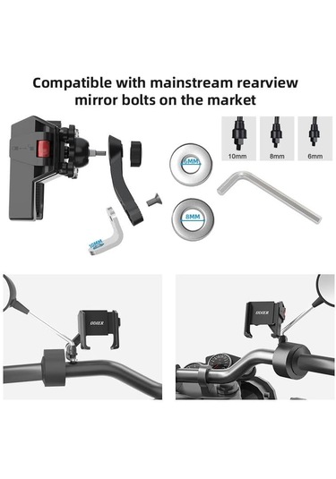 Motosiklet Ve Scooter İçin Dikiz Ayna Uyumlu Telefon Tutucu Pb11