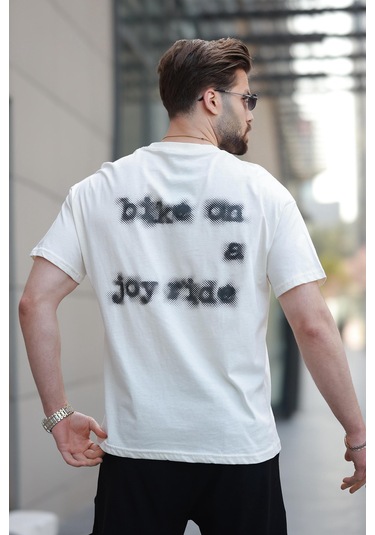 Madmext Beyaz Baskılı Basic Erkek Tişört E7150 Beyaz