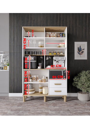 Afilli Sirius Kahve Köşesi 6 Kapaklı 2 Çekmeceli Ve Çok Amaçlı Do