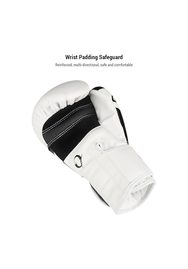 Reedark Erkek Kadın Universal Pu Muay Thai Kovboy Eldiveni, Spor Antrenman Dikdörtgen Torba Savaş Gloves, Ventilasyonlu 8oz Beyaz Beyaz