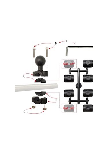 Suntek Motosiklet Gidonu Bilya Tabanı Kiti Telefon Tutacağı 25.4 MM