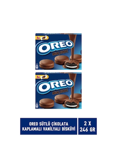 Oreo Sütlü Çikolata Kaplamalı Vanilyalı Bisküvi 2 x 246 G