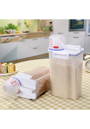 Leezsing 2l Şeffaf Muhafaza Kabı - Pp Plastikli Silikon Oto Kapatma Kapaklı Pirinç, Tahıl, Atıştırmalık Depolama Kutusu