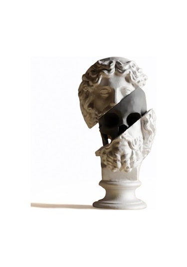 Antik Stil Yüz Ve Kafatası Heykel Ev Ofis İçin Modern Aksesuar - Siyah