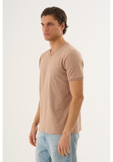 Alexander Gardi V Yaka Basic T-shirt Bej