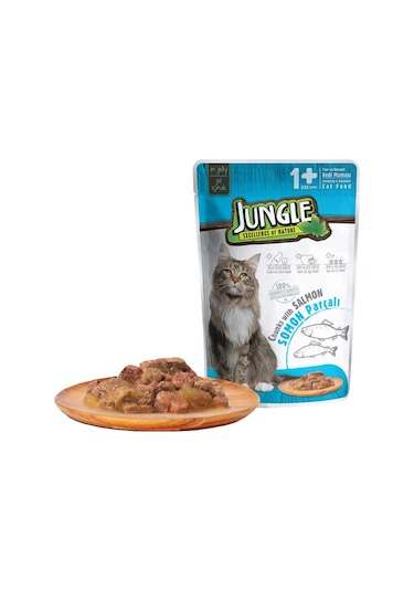 Jungle Somonlu Jelly Pouch Yetişkin Kedi Yaş Maması 100 G