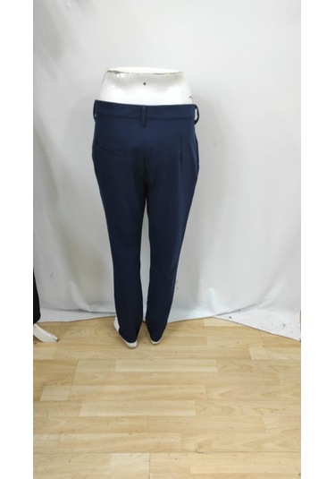 Erkek Belden Düğmeli Cepli Dokuma Pantolon Lacivert