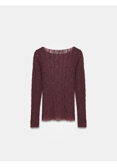 Dilvin 32764 Kayık Yaka Dantel Top-bordo