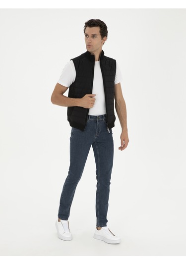 Cacharel Siyah Slim Fit İnce Kapitone Mont Yelek