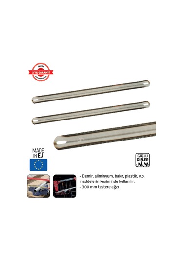 Tomax Myros Demir Testere Ağzı Geniş 300 X 25 X 0,08 Mm 72 Adet