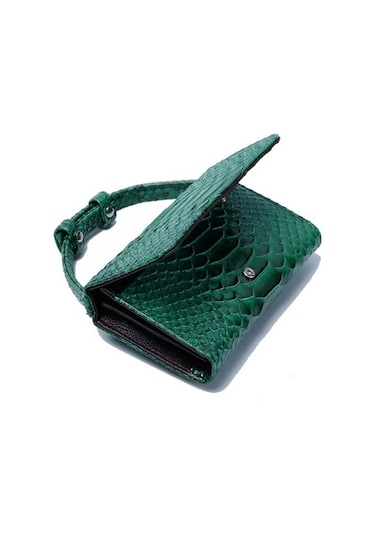 Wondernest Bayanlar Yılan Doku Baskı Debriyaj Çanta Zincirli Uzun Kolay Kullanım Crossbody Çanta Gri Gri