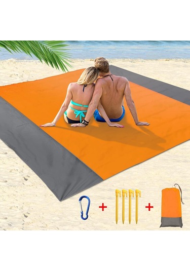210 X 200cm Piknik Örtüsü Ekstra Büyük Su Geçirmez Plaj Matı - Turuncu Diğer