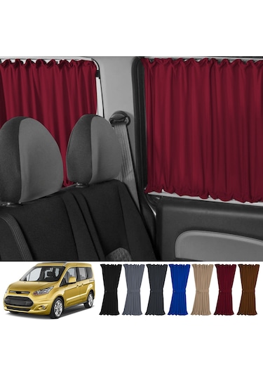 Pandami Ford Connect 1.nesil 2002-2013 Uyumlu Bordo Raylı Oto Perde Takımı