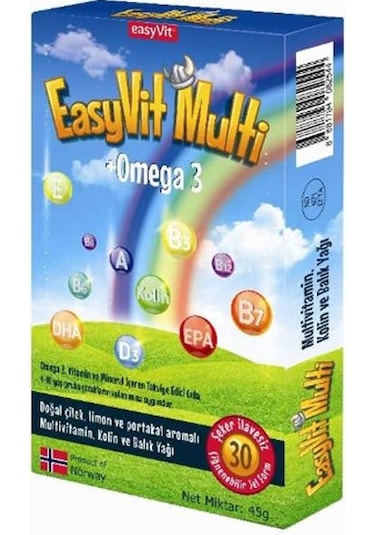 Easyvit Multi Omega 3 Çiğnenebilir Jel Form  30 Luk