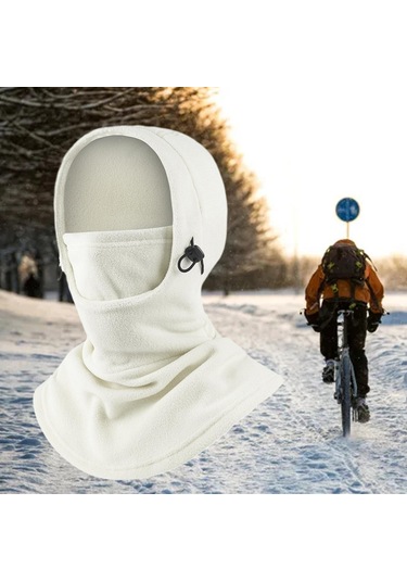 Suntek Kış Balaclava Termal Sıcak Başlık Yürüyüş Beyaz Beyaz