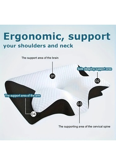 Maxaccess Beyaz Yandan Yatmaya Uygun Konforlu Hafıza Köpük Boyun Yastığı Sağlam Destek