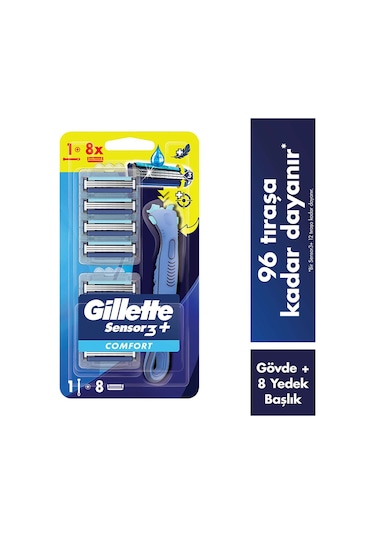 Gillette Sensor 3 Comfort Tıraş Bıçağı + Yedek Başlık 8'li