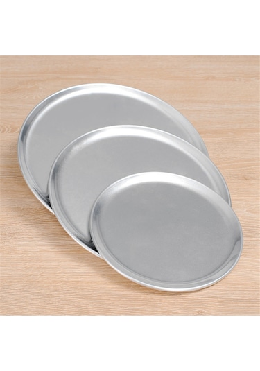 Pizza Tepsisi/tepsisi, Dar Kenar, Alüminyum, 10 İnç Gümüş