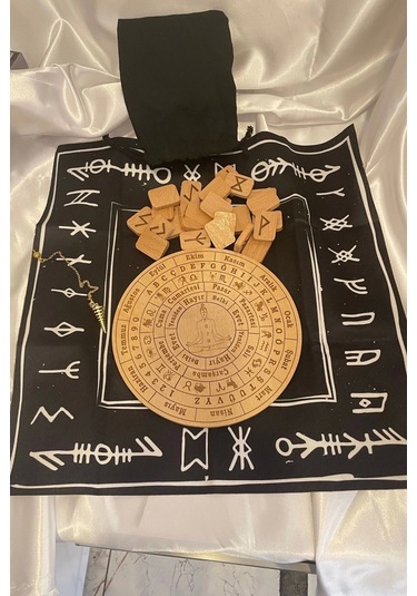 Rune Semboli Taşları Run Taşları Örtüsü Pandül Tahtası Pirinç Pandül Sunak Nordic Runes Sarkaç Seti