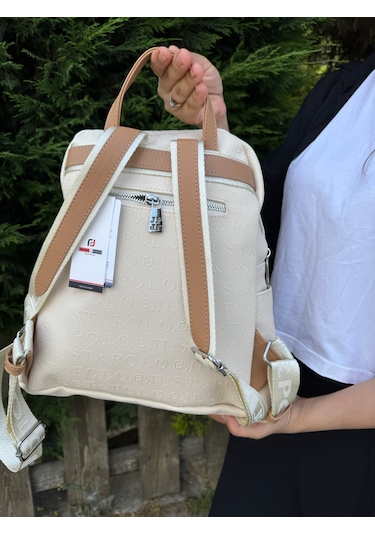 Just Polo Kadın Krem Taba Büyük Boy Sırt Çantası