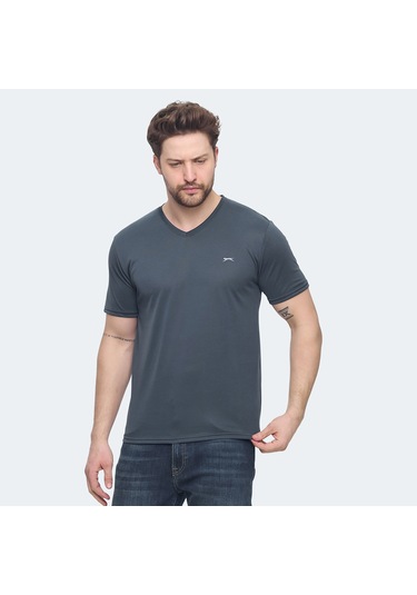 Slazenger KRAKKER Erkek V Yaka Antrasit Tişört
