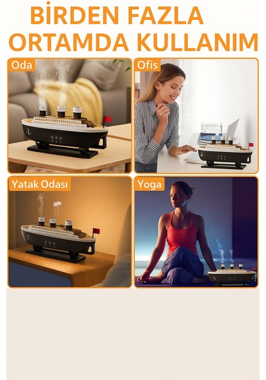 Gemi Tasarımlı Işıklı Aroma Terapi Hava Nemlendirici