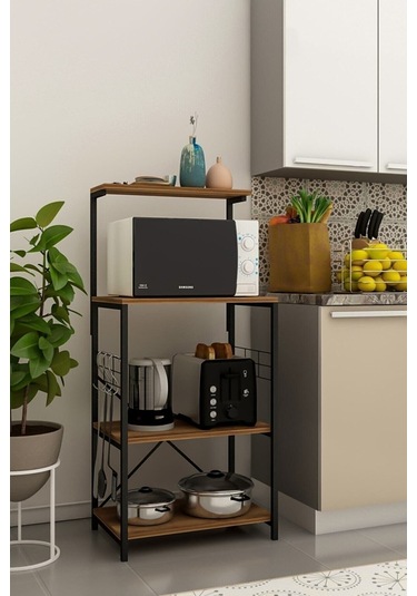 Morpanya Rota Çok Amaçlı Dolap Mutfak Bangosu Mikrodalga Fırın Rafı Malzeme Dolabı Düzenleyicisi