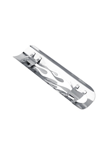 Kosona Motorsiklet Ekzos Koruması Alev Desenli Gümüş - Isı Dayanıklı Metal, 50-70mm Borular İçin, Kolay Kurulum