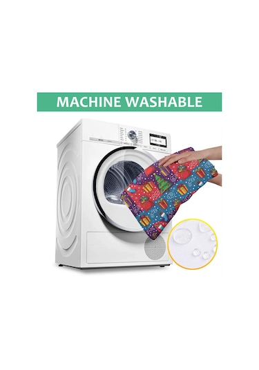 Noel Desenli Dikdörtgen Masa Örtüsü 60x84 İnç, Su Geçirmez Ve Leke Tutmaz Noel Hediye Ağacı