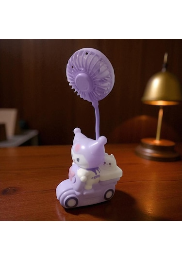 Kuromi Masa Lambası Mini Fan Kalemtraş Mini Vantilatör Usb Şarjlı