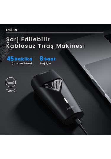 Enchen K3 Siyah Taşınabilir Seyahat Boy Mini Şarjlı Tıraş Makinesi