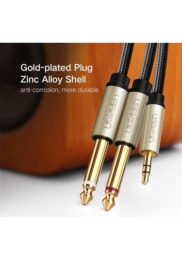 Ebitda 40793 3.5mm Trs Erkek 2x6.35mm Ses Kablosu 3m, Saf Bakır, Altın Konektör, Dayanıklı