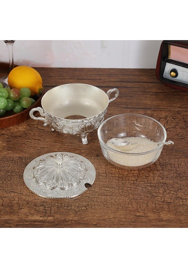 Homyl Kapaklı Şekerlik Mutfak Eğlence Yeniden Kullanılabilir Gümüş