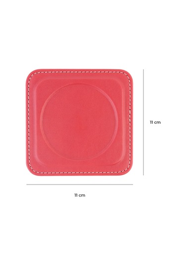 Bardak Altlığı,6 Lı Set,masaüstü Yuvarlak Cup Coaster,vegan Suni Deri,11x11 Cm.,fuşya Fuşya