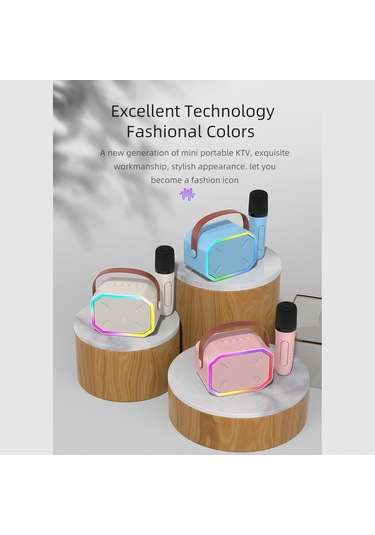 Reedark "taşınabilir Bluetooth Hoparlör Ve Kablosuz Mikrofonlu Ktv Sistemi - 6w Güçlü Ses Ve Renkli Işık Efektleri"