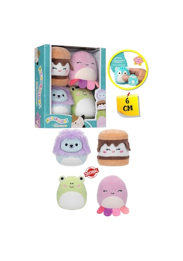 Micromallows Squishmallows Mini Yumuşak Peluş Oyuncak 4 Lü Figür Seti - 6 Cm - Model - 1 Çok Renkli
