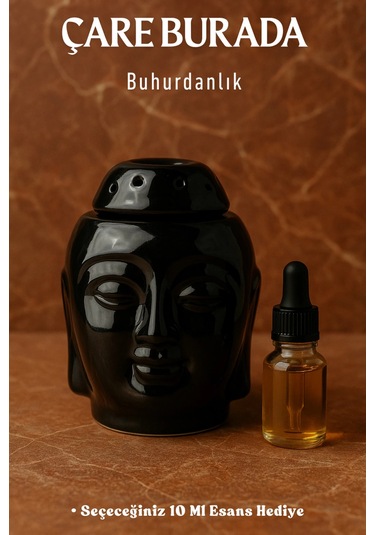 Siyah Parlak Buda Buhurdanlık Seçeneğiniz 10 Ml Esans Hediye