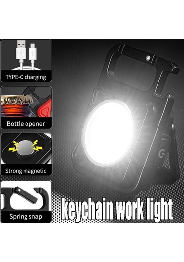 Ulzyvf Usb Tirbuşon Siyah Şarj Mini Led Kamp Işık Fonksiyonlu Feneri El Edilebilir Çok Cob Açık Qi Siyah