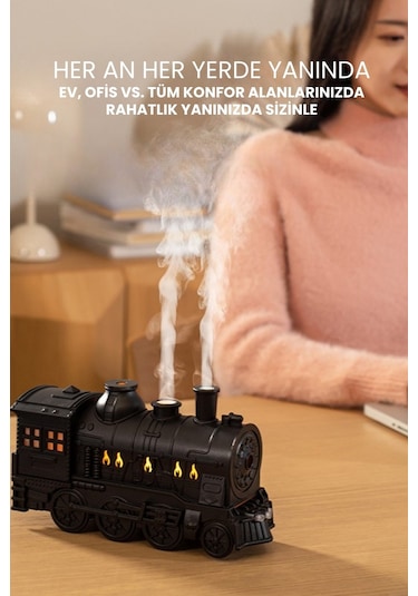 Hava Nemlendirici Tren Görünümlü Gece Lambası Koku Dağıtıcı Relax Aromaterapi Difüzör