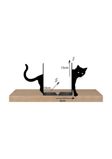 Hobi Demir Sanat Kedi Figürlü Dekoratif Metal Kitap Tutucu