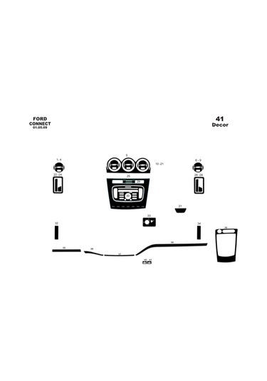 Ford Connect Konsol-torpido Kaplama 2009-2014 41 Parça-piano Black Piano Black