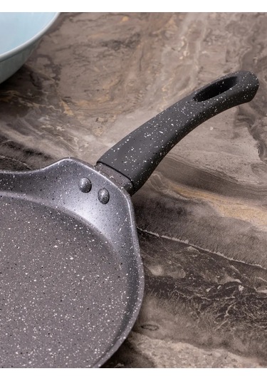 Agness Crepe Tavası "black Marble" 22 Cm Yapışmaz 321030748 Gri