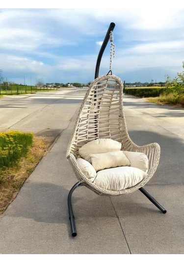 Zen Bahçe Ve Balkon Salıncağı Tek Kişilik Ekru Ekru