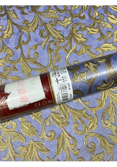 Mavi Gold Damks Desen İtalyan Duvar Kağıdı 41668 Çok Renkli