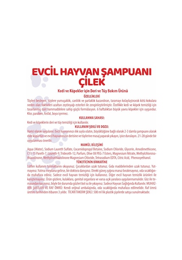 Pet White Kedi Köpek Evcil Hayvan Şampuanı Çilek Kokulu 500 ML