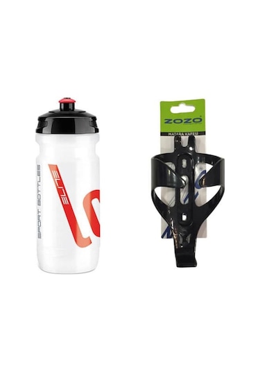 Elite Loli Beyaz Bisiklet Matarası 600Ml Kafes Siyah - Kırmızı - Beyaz