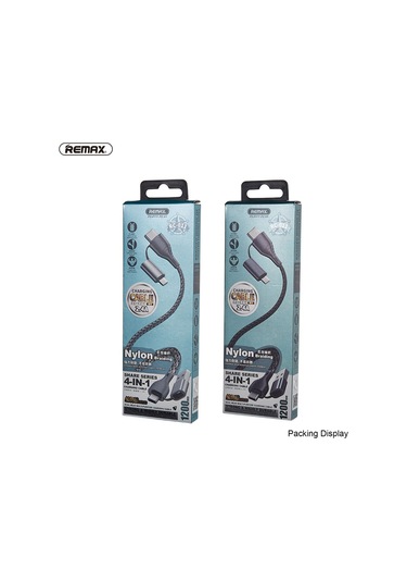 Yifomall Remax Rc-011 Dörtlü Usb Kablosu: Hızlı Şarj 3a , 480mbps Aktarım, Gümüş İp Örgü, Esnek Uzunluk, Çoklu Port Type-c/lightning , Siyah