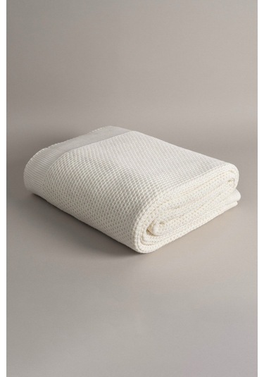 Miel Krem Tek Kişilik Kenarı Ponponlu Battaniye 160 X 220 37101 Krem