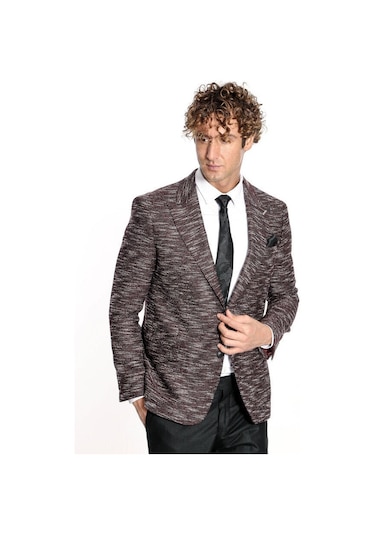Wessi Desenli Slim Fit Spor Bordo Erkek Ceket - Wessi Bordo